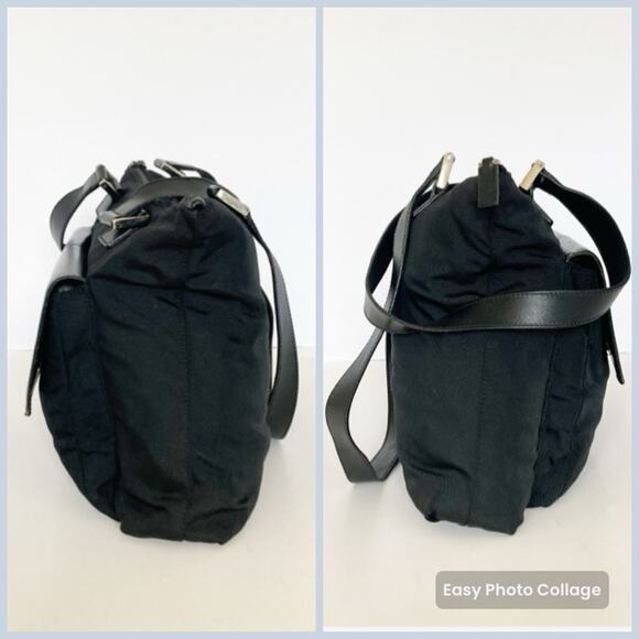 GUCCI Vintage Black Nylon ShoulderTote Bag G Buckle Circa 1990s COA - Picture 10 of 17